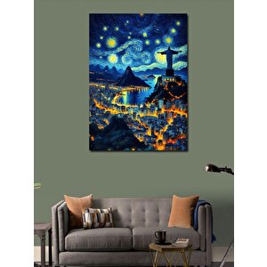 Kanvas Tablo Yıldızlı Gece Manzarası 70x100 cm
