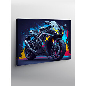 Kanvas Tablo Neon Işıklı Motosiklet 70x100 cm