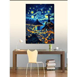 Kanvas Tablo Yıldızlı Gece Manzarası 50x70 cm