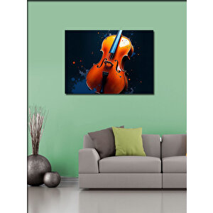 Kanvas Tablo Turuncu Çello İllüstrasyonu 100x140 cm