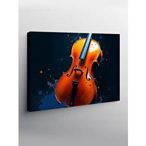 Kanvas Tablo Turuncu Çello İllüstrasyonu 70x100 cm