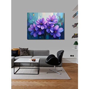 Kanvas Tablo Mor Çiçek Buketi Çizimi 70x100 cm