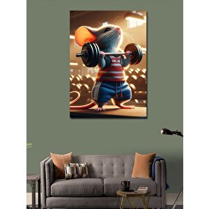 Kanvas Tablo Ağırlık Kaldıran Fare 70x100 cm