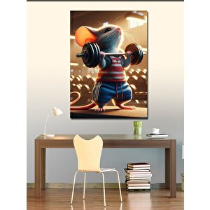 Kanvas Tablo Ağırlık Kaldıran Fare 100x140 cm