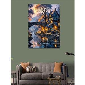 Kanvas Tablo Nehir Kıyısındaki Ev 50x70 cm