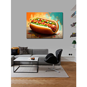 Kanvas Tablo Sosisli Sandviç Portresi 70x100 cm