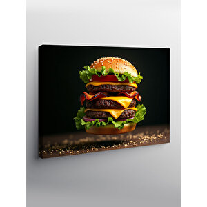 Kanvas Tablo Çift Katlı Burger Çizimi 100x140 cm