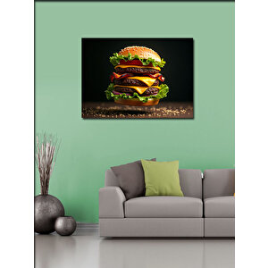 Kanvas Tablo Çift Katlı Burger Çizimi 100x140 cm