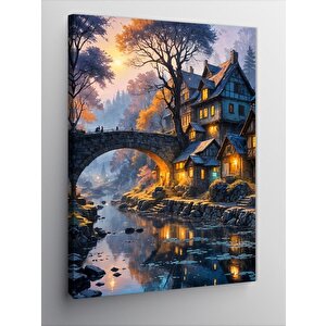 Kanvas Tablo Nehir Kıyısındaki Ev 100x140 cm