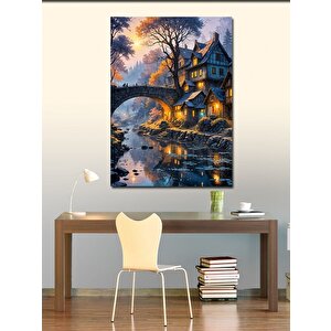 Kanvas Tablo Nehir Kıyısındaki Ev 100x140 cm
