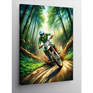 Kanvas Tablo Ormanda Motorcu 70x100 cm
