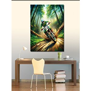 Kanvas Tablo Ormanda Motorcu 70x100 cm