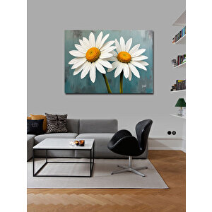 Kanvas Tablo Beyaz Papatyalar İllüstrasyonu 100x140 cm