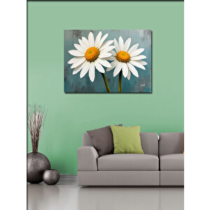 Kanvas Tablo Beyaz Papatyalar İllüstrasyonu 70x100 cm