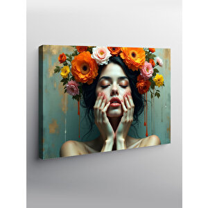 Kanvas Tablo Çiçekli Kadın Portresi 70x100 cm