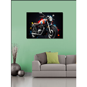 Kanvas Tablo Kırmızı Motosiklet İllüstrasyonu 100x140 cm