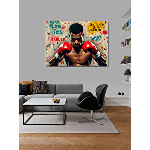 Kanvas Tablo Boks Yapan Adam İllüstrasyonu 70x100 cm