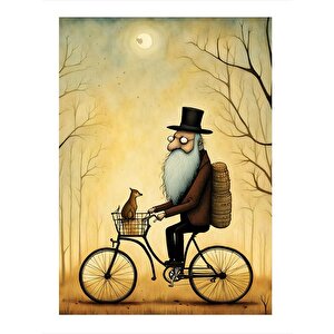 Bisiklet Kullanan Adam Hediyelik Ahşap Tablo 25cmx 35cm 25x35 cm