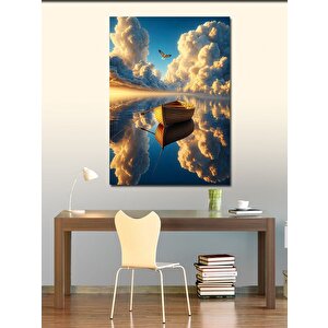 Kanvas Tablo Göldeki Sandal Ve Bulutlar 100x140 cm