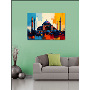 Kanvas Tablo Renkli Camii İllüstrasyonu 50x70 cm