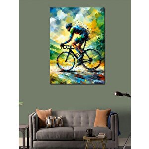 Kanvas Tablo Yağmurda Bisiklet Yarışı 100x140 cm