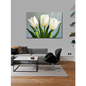 Kanvas Tablo Beyaz Lale Çiçeği 70x100 cm