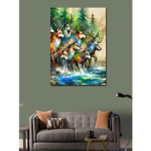 Kanvas Tablo Ormanda Geyik Sürüsü 70x100 cm