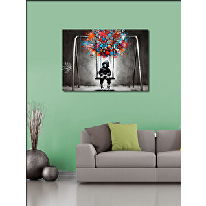 Kanvas Tablo Salıncakta Çocuk İllüstrasyonu 70x100 cm
