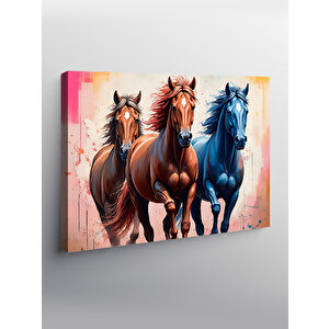 Kanvas Tablo Koşan Atlar İllüstrasyonu 70x100 cm