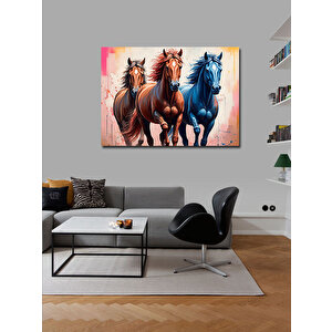 Kanvas Tablo Koşan Atlar İllüstrasyonu 70x100 cm
