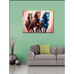 Kanvas Tablo Koşan Atlar İllüstrasyonu 70x100 cm