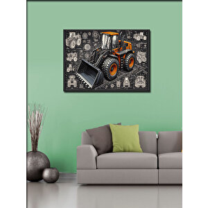 Kanvas Tablo Sarı İş Makinesi Tasarımı 70x100 cm