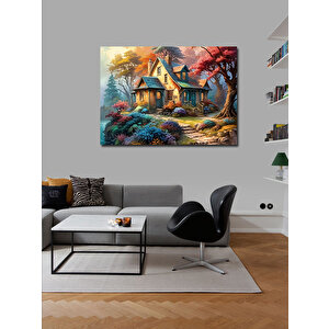 Kanvas Tablo Renkli Orman Evi 70x100 cm