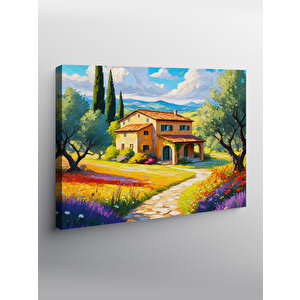 Kanvas Tablo Bahar Çiçekleri Ve Villa 70x100 cm