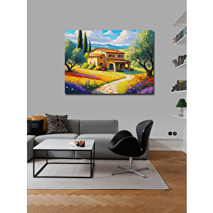 Kanvas Tablo Bahar Çiçekleri Ve Villa 70x100 cm