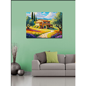 Kanvas Tablo Bahar Çiçekleri Ve Villa 70x100 cm