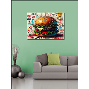 Kanvas Tablo Büyük Burger Tasarımı 100x140 cm