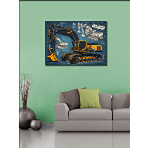 Kanvas Tablo İnşaat Makinesi Çizimi 50x70 cm
