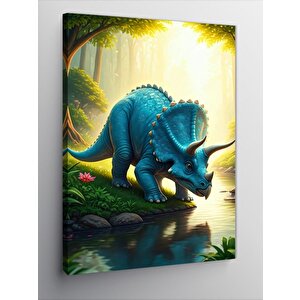Kanvas Tablo Triceratops Ormanda 100x140 cm