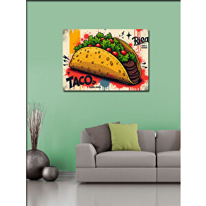 Kanvas Tablo Çizgi Roman Taco İllüstrasyonu 100x140 cm