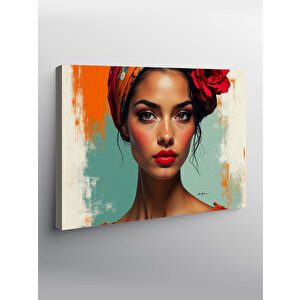 Kanvas Tablo Çiçekli Kadın Portresi 50x70 cm