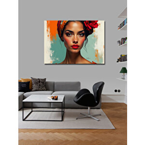 Kanvas Tablo Çiçekli Kadın Portresi 50x70 cm