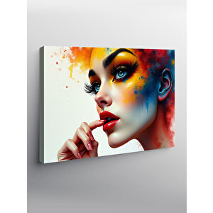 Kanvas Tablo Renkli Kadın Yüzü İllüstrasyonu 70x100 cm
