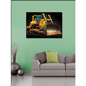 Kanvas Tablo Sarı Grayder İş Makinesi Çizimi 70x100 cm