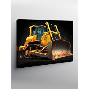 Kanvas Tablo Sarı Grayder İş Makinesi Çizimi 50x70 cm