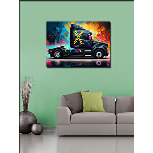 Kanvas Tablo Neon Işıklı Tır Tasarımı 70x100 cm