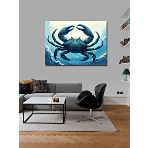 Kanvas Tablo Mavi Yengeç İllüstrasyonu 70x100 cm