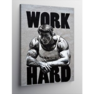 Kanvas Tablo Work Hard Gym Temalı 50x70 cm