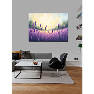 Kanvas Tablo Lavanta Tarlası İllüstrasyonu 50x70 cm