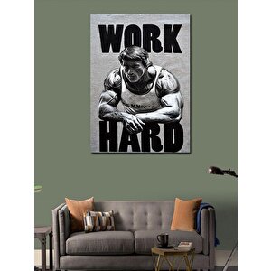 Kanvas Tablo Work Hard Gym Temalı 100x140 cm